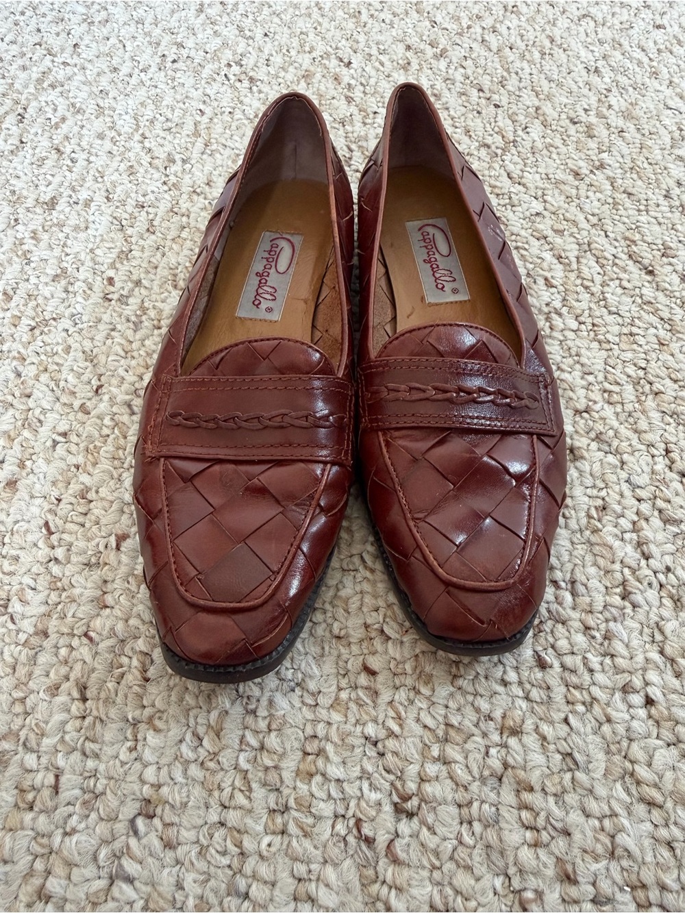 Pappagallo Woven Leather Penny Loafers in Chestnut Brown size 7.5 - Picture 2 of 6